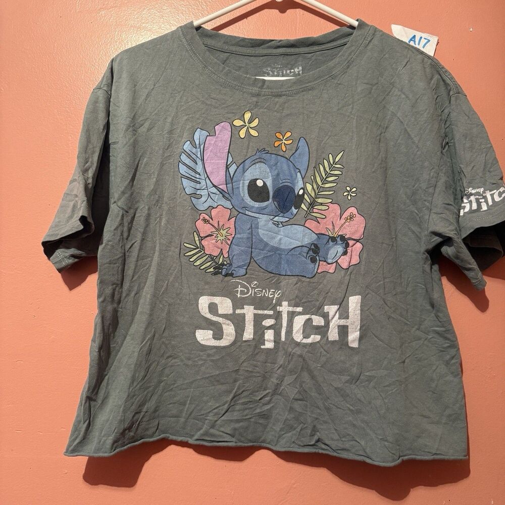 Disney Womens TShirt L Large Dark Green Short Sleeve Tee Shirt